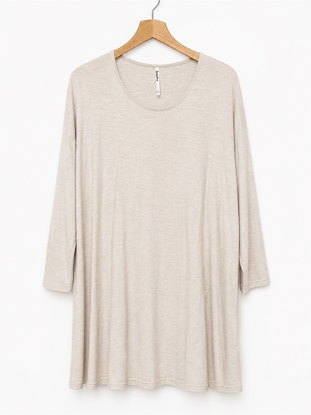Azules Beige Heathered 3/4 Sleeve Tunic Top Made in USA NWOT Size Small